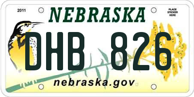 NE license plate DHB826