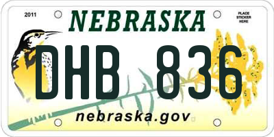 NE license plate DHB836