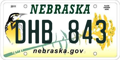 NE license plate DHB843