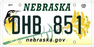 NE license plate DHB851