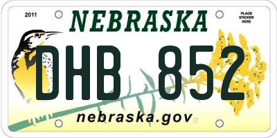 NE license plate DHB852