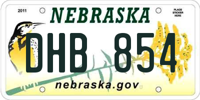 NE license plate DHB854