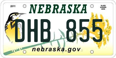 NE license plate DHB855