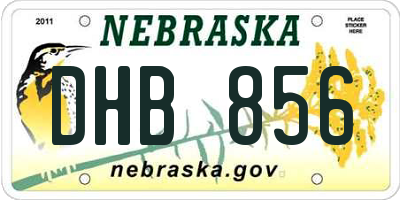 NE license plate DHB856