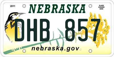 NE license plate DHB857