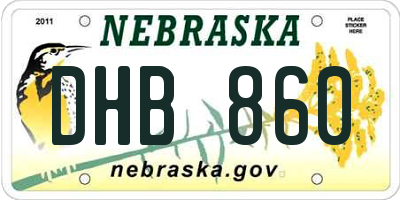 NE license plate DHB860