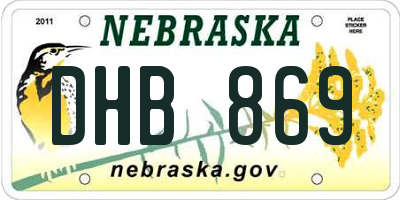NE license plate DHB869