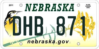 NE license plate DHB871
