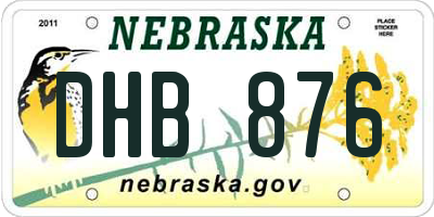 NE license plate DHB876