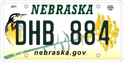 NE license plate DHB884