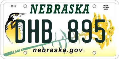 NE license plate DHB895