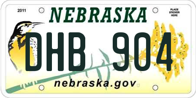 NE license plate DHB904