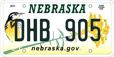 NE license plate DHB905