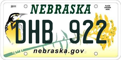 NE license plate DHB922