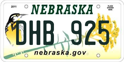 NE license plate DHB925
