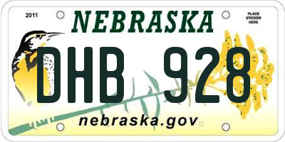 NE license plate DHB928