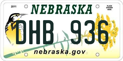 NE license plate DHB936