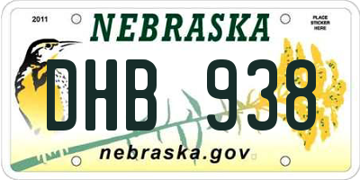 NE license plate DHB938