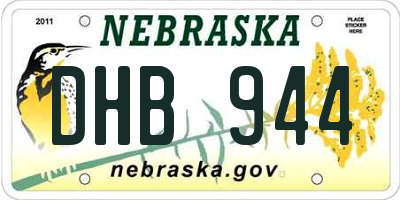 NE license plate DHB944