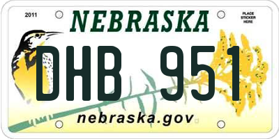 NE license plate DHB951