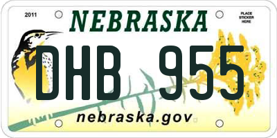 NE license plate DHB955