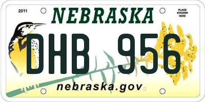 NE license plate DHB956
