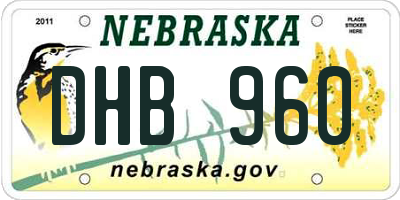 NE license plate DHB960