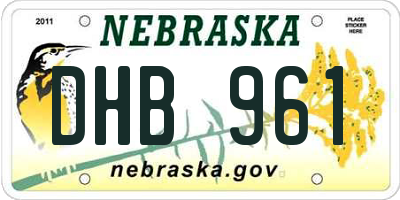 NE license plate DHB961