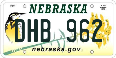 NE license plate DHB962