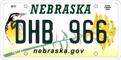 NE license plate DHB966