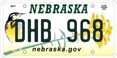 NE license plate DHB968