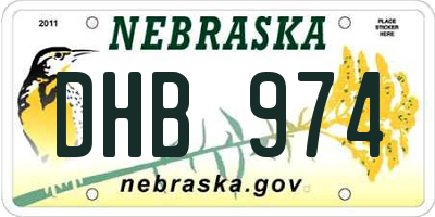 NE license plate DHB974