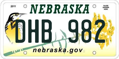 NE license plate DHB982