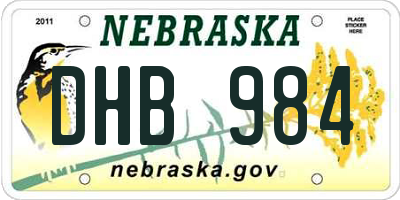 NE license plate DHB984