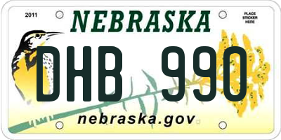 NE license plate DHB990