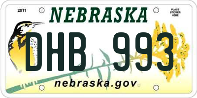 NE license plate DHB993