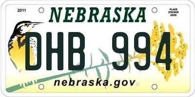 NE license plate DHB994