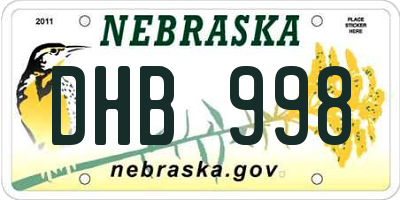 NE license plate DHB998