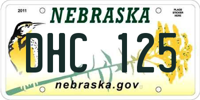 NE license plate DHC125