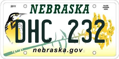 NE license plate DHC232