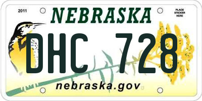 NE license plate DHC728
