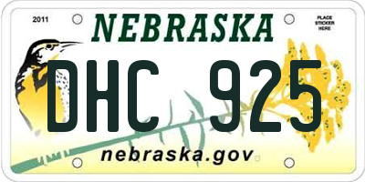 NE license plate DHC925