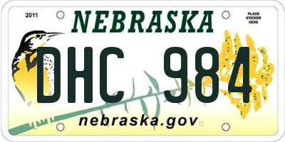 NE license plate DHC984