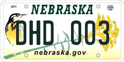 NE license plate DHD003