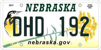 NE license plate DHD192