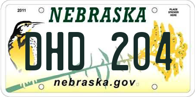 NE license plate DHD204