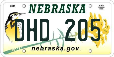 NE license plate DHD205