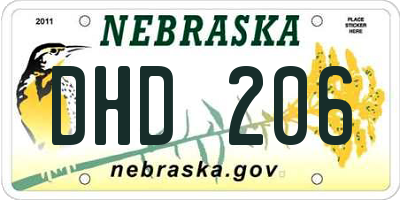NE license plate DHD206