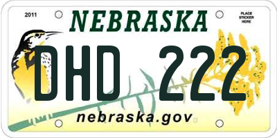NE license plate DHD222