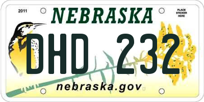 NE license plate DHD232